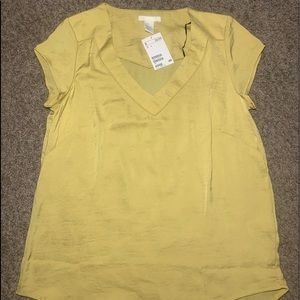 Size 6, H&M Yellow Gold Short Sleeved Top Shirt Blouse NWT